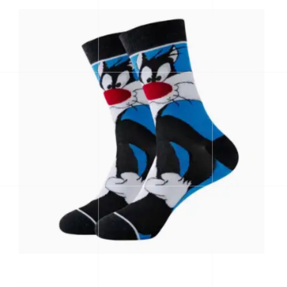 Socks - Unisex Crew Socks Featuring Sylvester, NEW, Blur, Black, White & Red